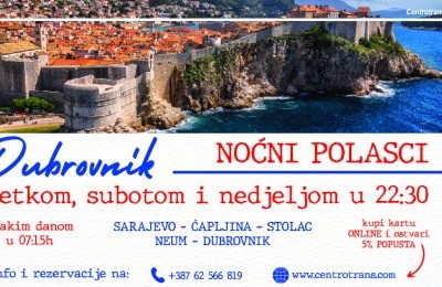Noćni polasci za Dubrovnik svakog petka, subote i nedjelje!