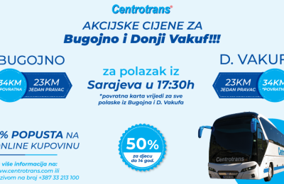 Akcijska cijena autobuske karte za Bugojno i Donji Vakuf sa polaskom u 17:30