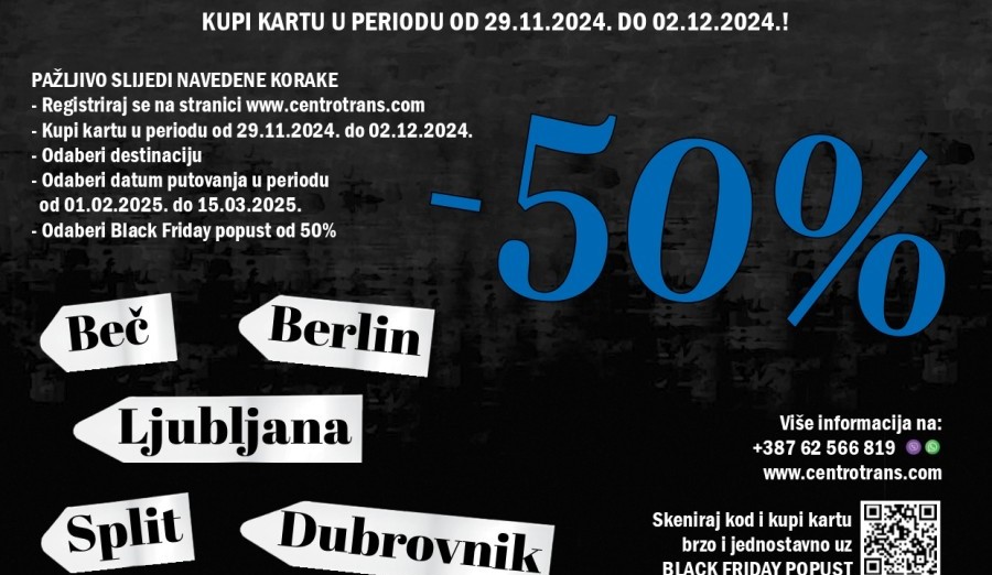 Black Friday za putoholičare – popust od 50% na autobuske karte